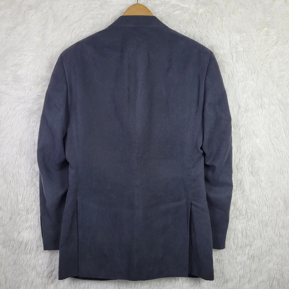 40R Via Europa For Macy's Mens‎ Charcoal Black Sueded Blazer